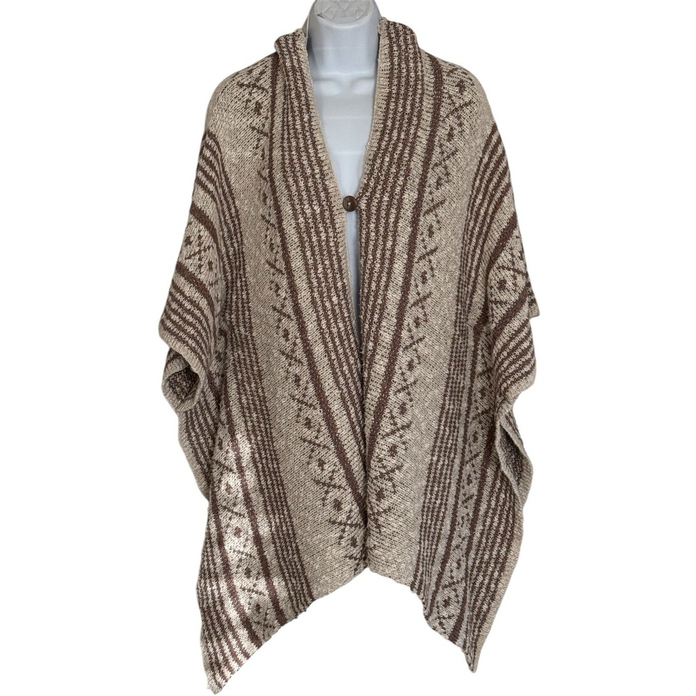 NWOT Left On Houston Anthropology Womens  Brown Beige  Shawl Cardigan Sz S/M